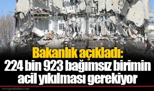 Bakanlık açıkladı: 224 bin 923 bağımsız birimin acil yıkılması gerekiyor