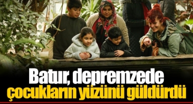 Batur, depremzede çocukların yüzünü güldürdü