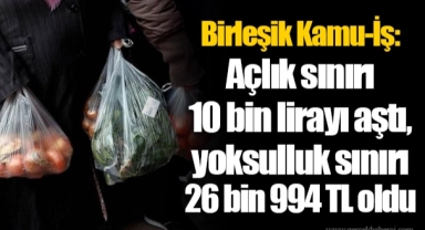 Birleşik Kamu-İş: Açlık sınırı 10 bin lirayı aştı, yoksulluk sınırı 26 bin 994 TL oldu