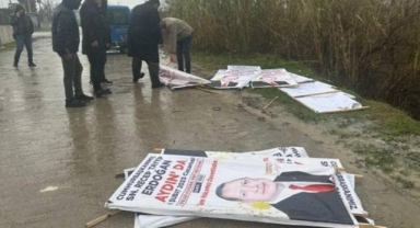Cumhurbaşkanı Erdoğan’ın afişleri dereye atıldı