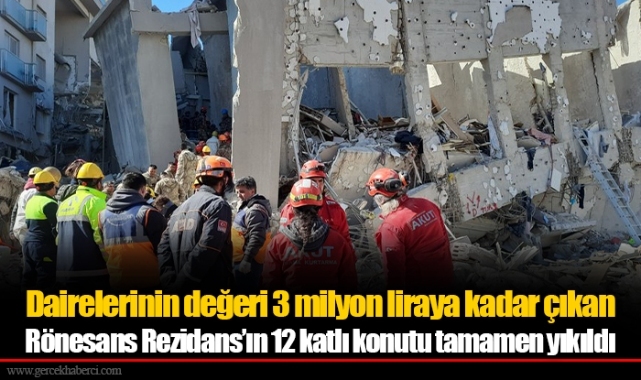 Dairelerinin değeri 3 milyon liraya kadar çıkan Rönesans Rezidans’ın 12 katlı konutu tamamen yıkıldı