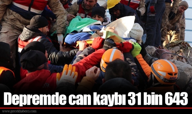 Depremde can kaybı 31 bin 643