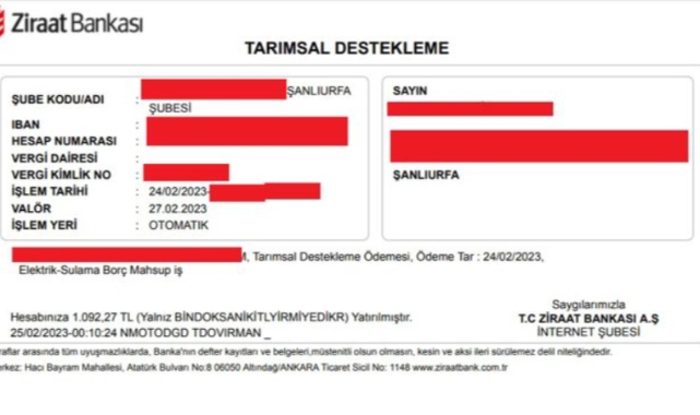 Depremzede çiftçilerin hesabına yatan destekleme paraları, elektrik şirketi DEDAŞ’ın hesabına aktı!