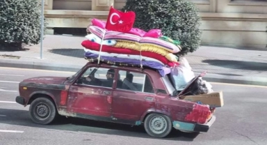 Eski aracıyla yardım ulaştırmaya çalışırken fotoğraflanan Azerbaycanlı Server Beşirli, Adıyaman'da yardım çalışmalarına katıldı
