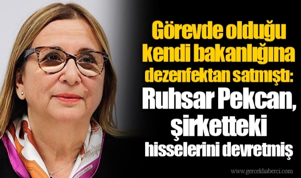 Görevde olduğu kendi bakanlığına dezenfektan satmıştı: Ruhsar Pekcan, şirketteki hisselerini devretmiş