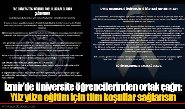 İzmir’de üniversite öğrencilerinden ortak çağrı: Yüz yüze eğitim için tüm koşullar sağlansın