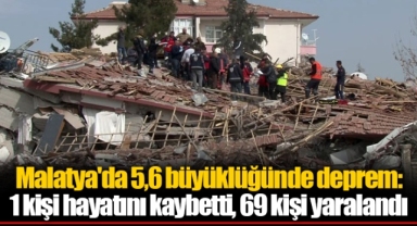 Malatya'da 5,6 büyüklüğünde deprem: 1 kişi hayatını kaybetti, 69 kişi yaralandı