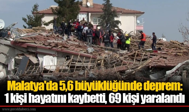 Malatya'da 5,6 büyüklüğünde deprem: 1 kişi hayatını kaybetti, 69 kişi yaralandı