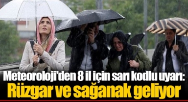 Meteoroloji'den 8 il için sarı kodlu uyarı: Rüzgar ve sağanak geliyor