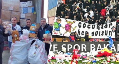 Beşiktaş tribünlerinden atılan oyuncaklar, İskenderun'a ulaştı