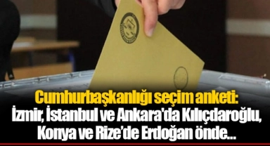 Cumhurbaşkanlığı seçim anketi: İzmir, İstanbul ve Ankara'da Kılıçdaroğlu, Konya ve Rize’de Erdoğan önde…