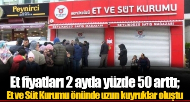 Et fiyatları 2 ayda yüzde 50 arttı; Et ve Süt Kurumu önünde uzun kuyruklar oluştu