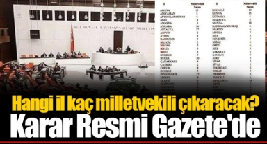 Hangi il kaç milletvekili çıkaracak? Karar Resmi Gazete'de