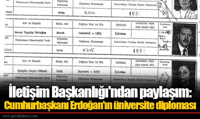 İletişim Başkanlığı'ndan paylaşım: Cumhurbaşkanı Erdoğan'ın üniversite diploması