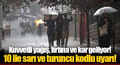 Kuvvetli yağış, fırtına ve kar geliyor! 10 ile sarı ve turuncu kodlu uyarı!