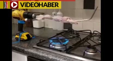 Matkapla tavuk pişirdi sosyal medyada viral oldu