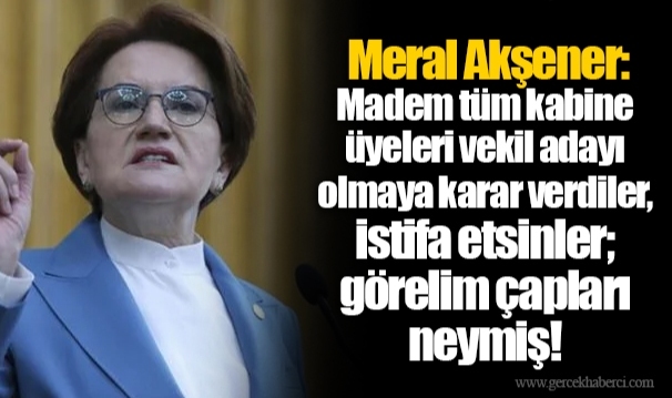 Meral Akşener: Madem tüm kabine üyeleri vekil adayı olmaya karar verdiler, istifa etsinler; görelim çapları neymiş!