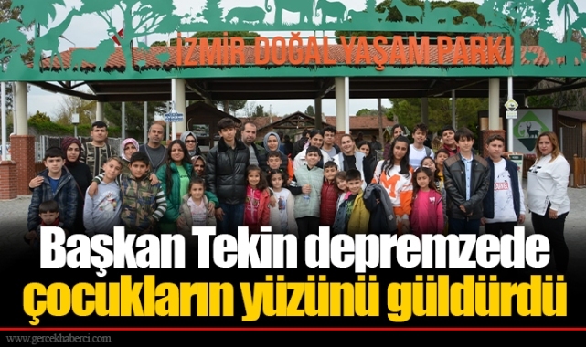 Başkan Tekin depremzede çocukların yüzünü güldürdü
