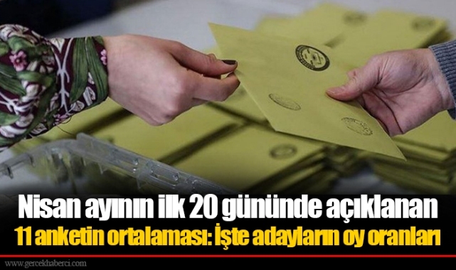 Nisan ayının ilk 20 gününde açıklanan 11 anketin ortalaması: İşte adayların oy oranları