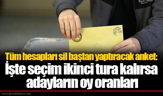 Tüm hesapları sil baştan yaptıracak anket: İşte seçim ikinci tura kalırsa adayların oy oranları
