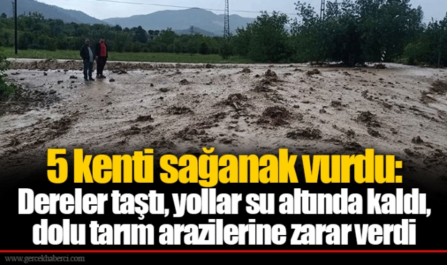5 kenti sağanak vurdu: Dereler taştı, yollar su altında kaldı, dolu tarım arazilerine zarar verdi