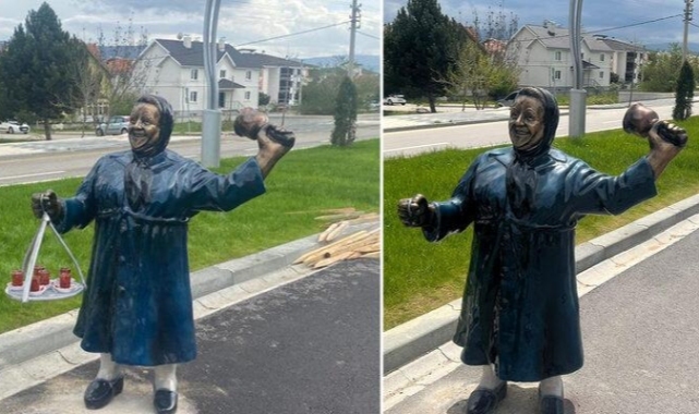 Bolu'da Adile Naşit heykelinin çay tepsisi çalındı! Tanju Özcan'dan paylaşım: 'Uyarıyorum!'