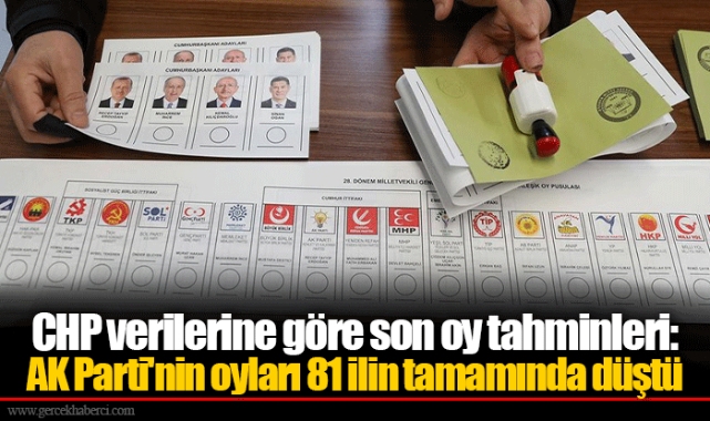 CHP verilerine göre son oy tahminleri: AK Parti'nin oyları 81 ilin tamamında düştü