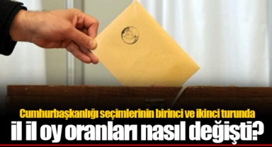 Cumhurbaşkanlığı seçimlerinin birinci ve ikinci turunda il il oy oranları nasıl değişti?
