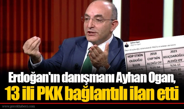 Erdoğan'ın danışmanı Ayhan Ogan, 13 ili PKK bağlantılı ilan etti