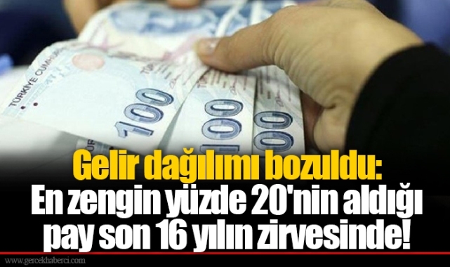 Gelir dağılımı bozuldu: En zengin yüzde 20'nin aldığı pay son 16 yılın zirvesinde!