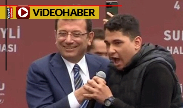 İmamoğlu, gencin söylediğini duyunca mikrofonu hemen geri aldı: Kerata yakacak kendini