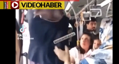Metrobüste bir kadın aniden ayağı kalkıp