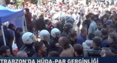 Trabzon’da HÜDA PAR standını çevik kuvvet koruyor