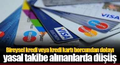 Bireysel kredi veya kredi kartı borcundan dolayı yasal takibe alınanlarda düşüş