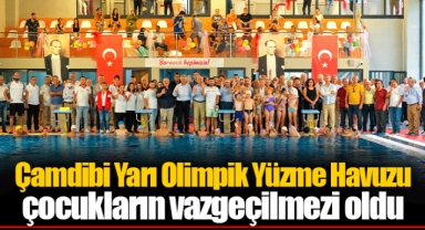 Çamdibi Yarı Olimpik Yüzme Havuzu çocukların vazgeçilmezi oldu