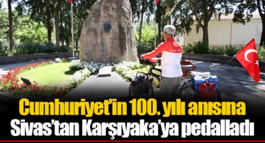 Cumhuriyet'in 100. yılı anısına Sivas’tan Karşıyaka’ya pedalladı