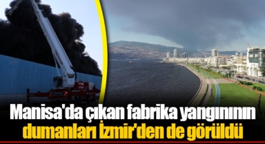 Manisa'da çıkan fabrika yangınının dumanları İzmir'den de görüldü