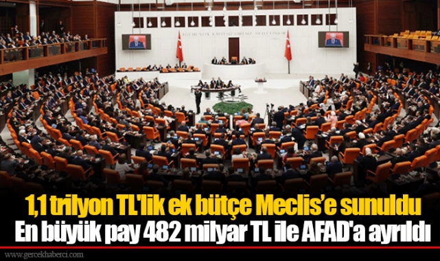 1,1 trilyon TL'lik ek bütçe Meclis’e sunuldu...  En büyük pay 482 milyar TL ile AFAD'a ayrıldı...
