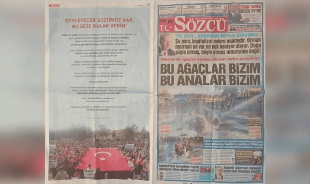 Akbelen’i katleden YK Enerji, gazetelere madencilerin ağzından tam sayfa ilan verdi