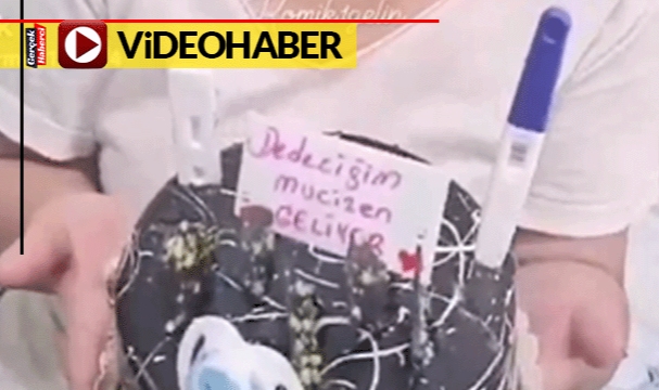 Hamilelik videosu gündem oldu: Pastaya mum yerine gebelik testi batırdılar