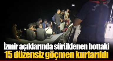 İzmir açıklarında sürüklenen bottaki 15 düzensiz göçmen kurtarıldı