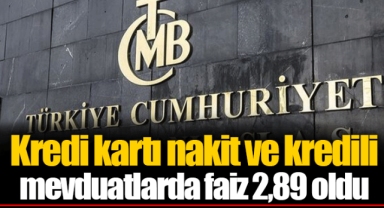 Kredi kartı nakit ve kredili mevduatlarda faiz 2,89 oldu