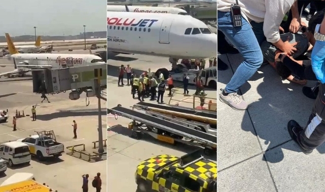 Sabiha Gökçen'de uçağı kaçıran İsrailli baba ve oğlu körükten aprona atladı