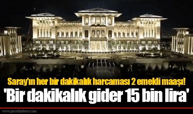 Saray'ın her bir dakikalık harcaması 2 emekli maaşı! 'Bir dakikalık gider 15 bin lira'