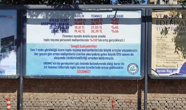Belediye, ulaşım zammını afişle duyurdu: Üzgünüz!