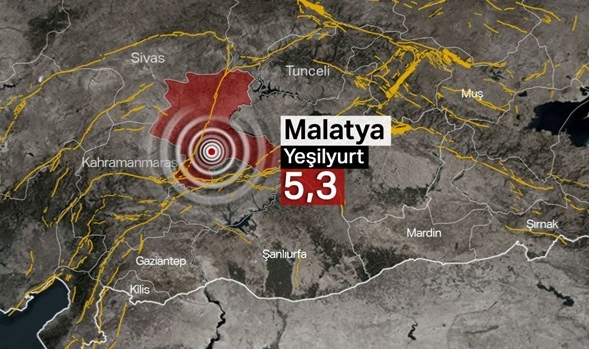 Malatya'da 5.3 büyüklüğünde deprem