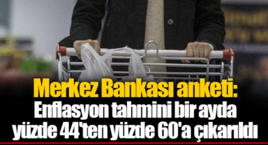 Merkez Bankası anketi: Enflasyon tahmini bir ayda yüzde 44'ten yüzde 60'a çıkarıldı