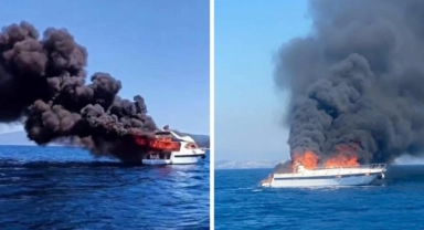 Motoryat alev alev yandı: 8 kişi tahliye edildi