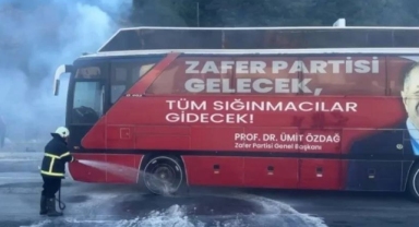 Zafer Partisi'nin otobüsünde yangın çıktı