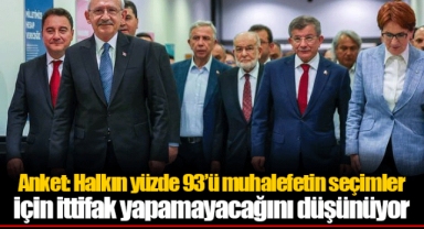 Anket: Halkın yüzde 93’ü muhalefetin seçimler için ittifak yapamayacağını düşünüyor